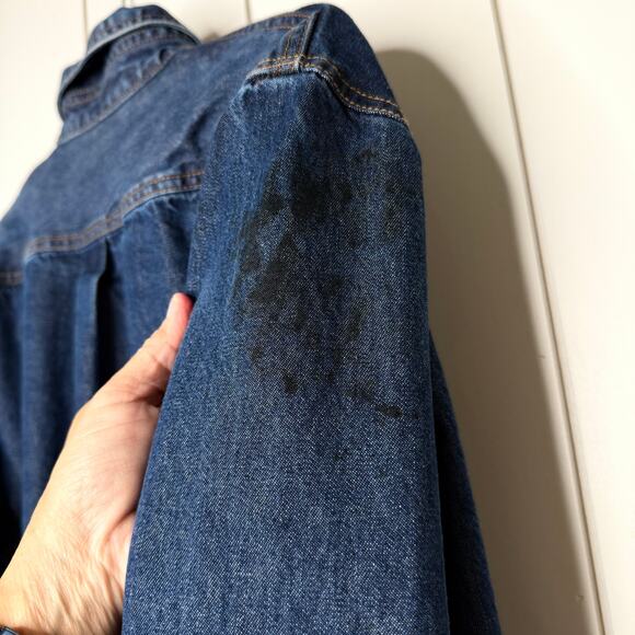 Black Stallion FR Denim Work Shirt Medium Snap Front Utility - Picture 12 of 16